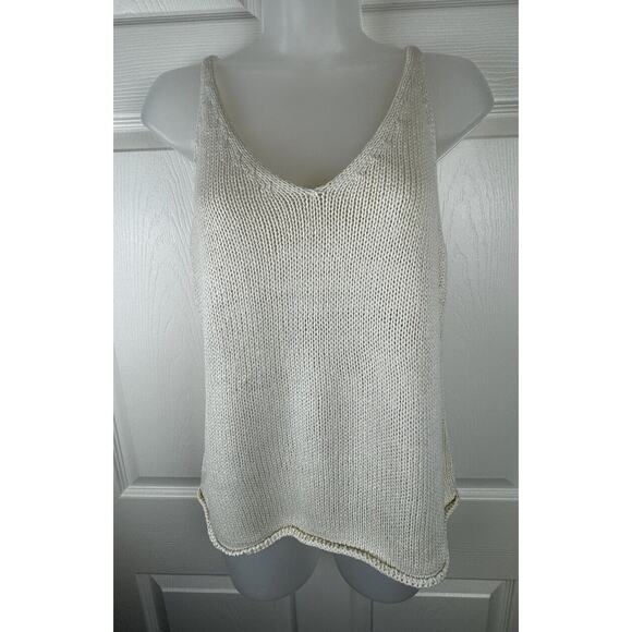 H&M Knit V-Neck Top, Sleeveless, Ivory, Sz: S, 50-19 - Picture 3 of 13